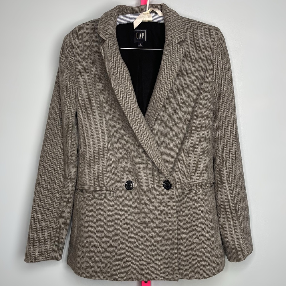 Gap Gray Wool Blend Herringbone Double Button Bla… - image 2